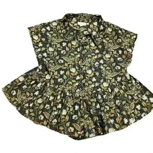 Anthropologie Women’s Let Me Be Floral Bohemian Peplum Top Size 4 FLAW Casual